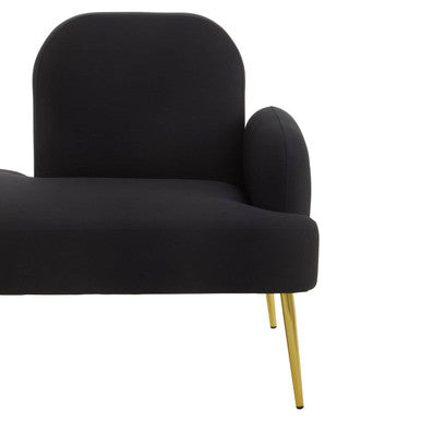 Orsina Heather Black Right Hand Chaise Longue with Gold Legs
