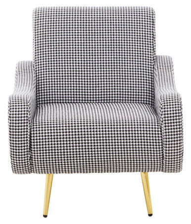 Orsina Holli Checked Accent Armchair | Black & White with Gold Legs