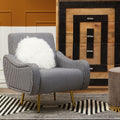 Orsina Holli Checked Accent Armchair | Black & White with Gold Legs