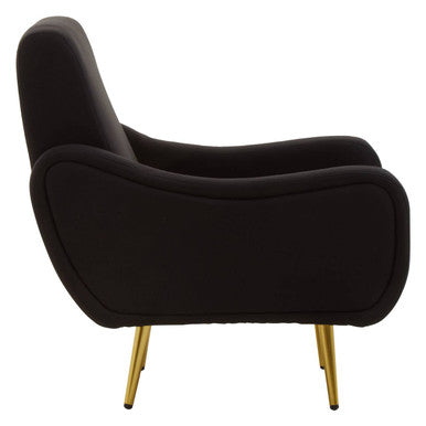 Orsina Holli Black Armchair – Modern Plush Accent Chair with Gold Legs