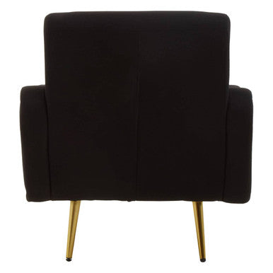 Orsina Holli Black Armchair – Modern Plush Accent Chair with Gold Legs