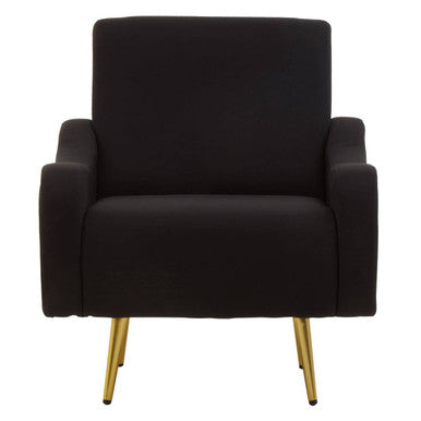 Orsina Holli Black Armchair – Modern Plush Accent Chair with Gold Legs