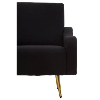 Orsina Holli Black Armchair – Modern Plush Accent Chair with Gold Legs