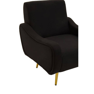 Orsina Holli Black Armchair – Modern Plush Accent Chair with Gold Legs