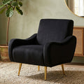 Orsina Holli Black Armchair – Modern Plush Accent Chair with Gold Legs