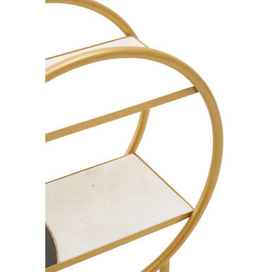 Orsina Vizzini 2-Tier Brass Bar Cart with White Marble Shelves