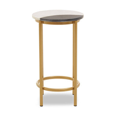 Orsina Vizzini Round White Marble Side Table with Brass Metal Frame