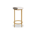 Orsina Vizzini Round White Marble Side Table with Brass Metal Frame