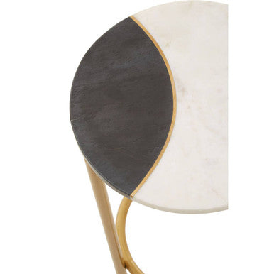 Orsina Vizzini Round White Marble Side Table with Brass Metal Frame