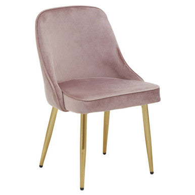 Orsina Demi Pink Velvet Dining Chair with Brushed Gold Legs