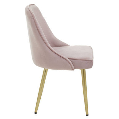 Orsina Demi Pink Velvet Dining Chair with Brushed Gold Legs