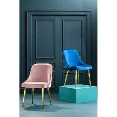 Orsina Demi Pink Velvet Dining Chair with Brushed Gold Legs