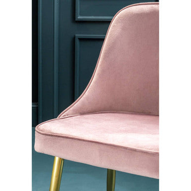 Orsina Demi Pink Velvet Dining Chair with Brushed Gold Legs