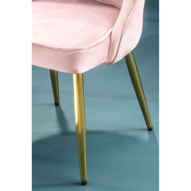 Orsina Demi Pink Velvet Dining Chair with Brushed Gold Legs