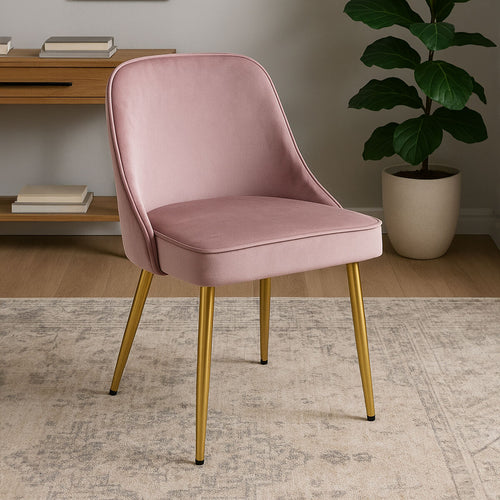 Orsina Demi Pink Velvet Dining Chair with Brushed Gold Legs
