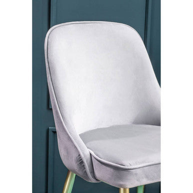 Orsina Demi Grey Velvet Dining Chair | Curved Back with Gold Legs