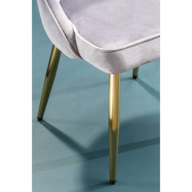 Orsina Demi Grey Velvet Dining Chair | Curved Back with Gold Legs