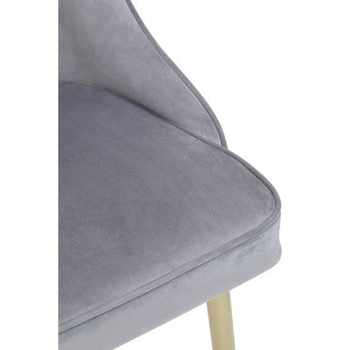 Orsina Demi Grey Velvet Dining Chair | Curved Back with Gold Legs