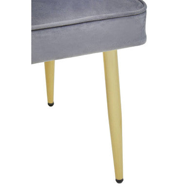 Orsina Demi Grey Velvet Dining Chair | Curved Back with Gold Legs