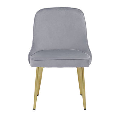 Orsina Demi Grey Velvet Dining Chair | Curved Back with Gold Legs