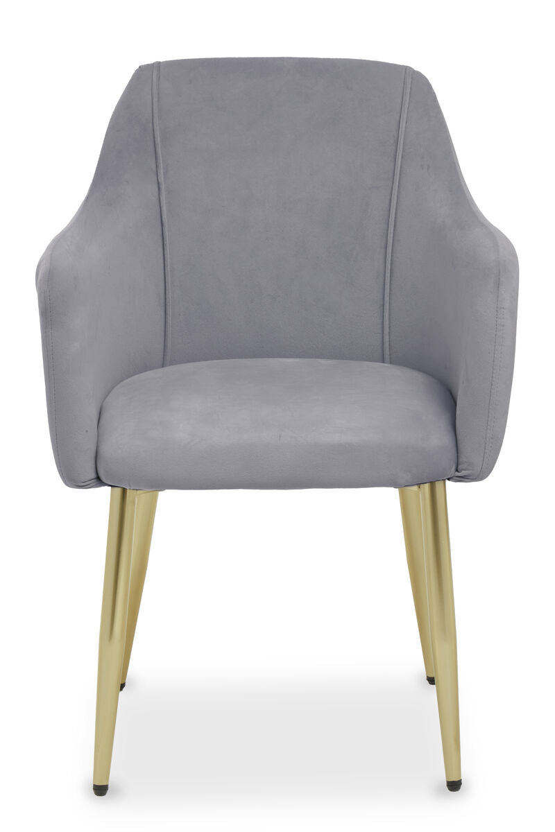 Orsina Darcy Grey Velvet Dining Chair with Brushed Gold Legs