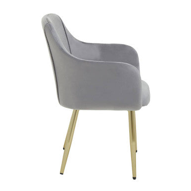 Orsina Darcy Grey Velvet Dining Chair with Brushed Gold Legs