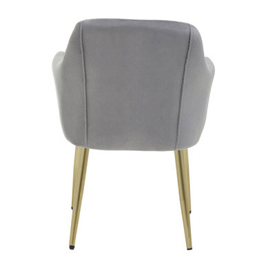 Orsina Darcy Grey Velvet Dining Chair with Brushed Gold Legs