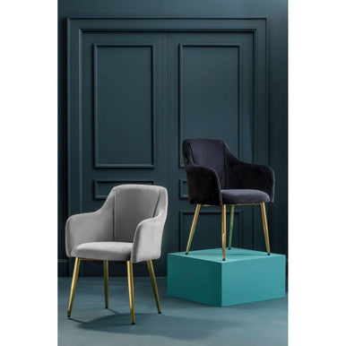 Orsina Darcy Grey Velvet Dining Chair with Brushed Gold Legs