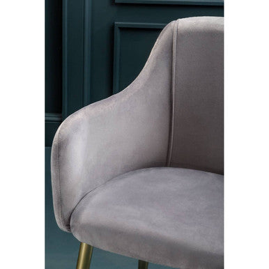 Orsina Darcy Grey Velvet Dining Chair with Brushed Gold Legs