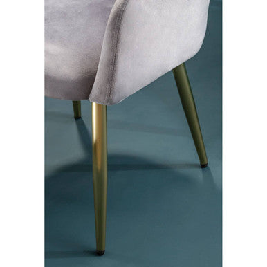 Orsina Darcy Grey Velvet Dining Chair with Brushed Gold Legs
