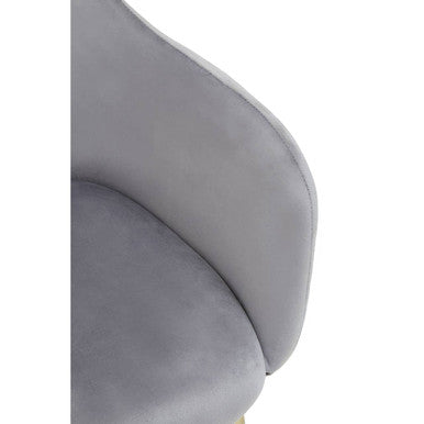 Orsina Darcy Grey Velvet Dining Chair with Brushed Gold Legs