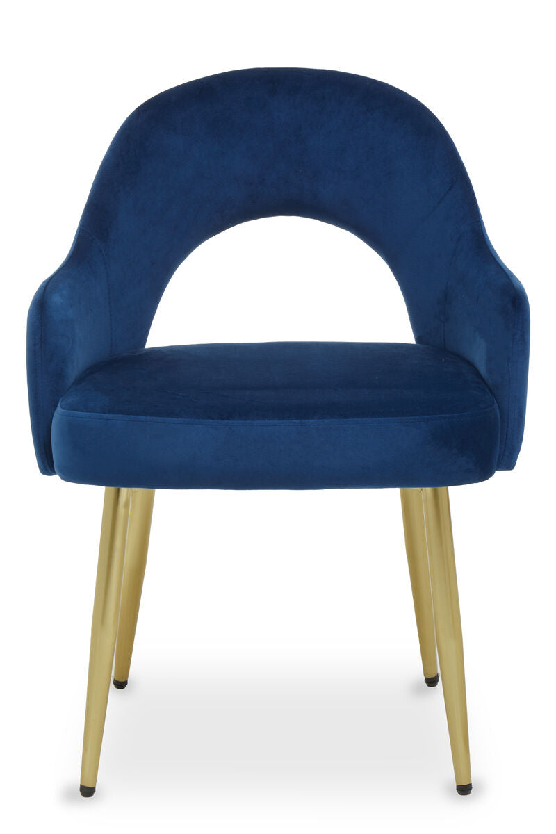 Orsina Dani Midnight Blue Velvet Dining Chair with Brushed Gold Legs