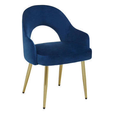 Orsina Dani Midnight Blue Velvet Dining Chair with Brushed Gold Legs