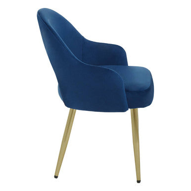 Orsina Dani Midnight Blue Velvet Dining Chair with Brushed Gold Legs