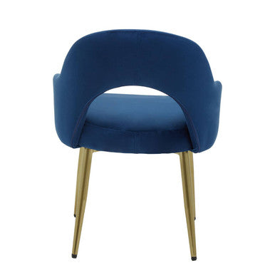 Orsina Dani Midnight Blue Velvet Dining Chair with Brushed Gold Legs