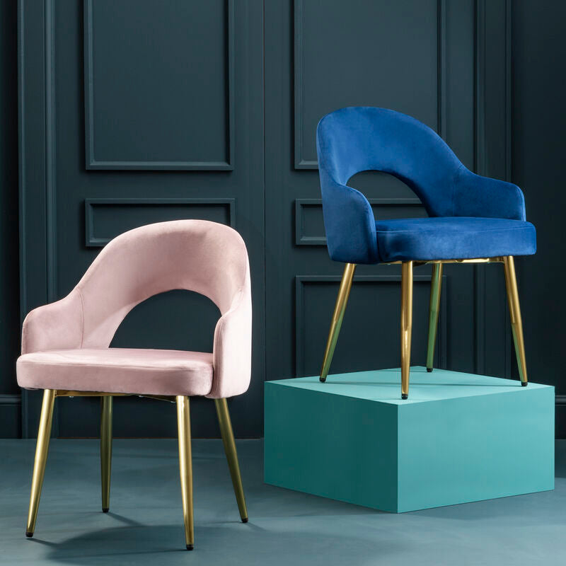 Orsina Dani Midnight Blue Velvet Dining Chair with Brushed Gold Legs