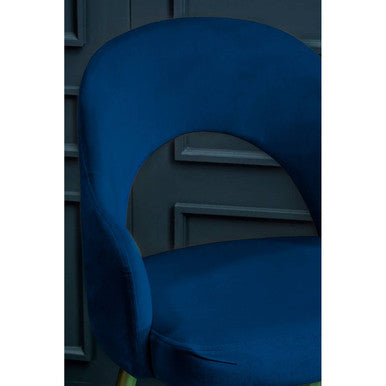 Orsina Dani Midnight Blue Velvet Dining Chair with Brushed Gold Legs