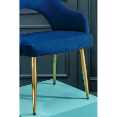 Orsina Dani Midnight Blue Velvet Dining Chair with Brushed Gold Legs