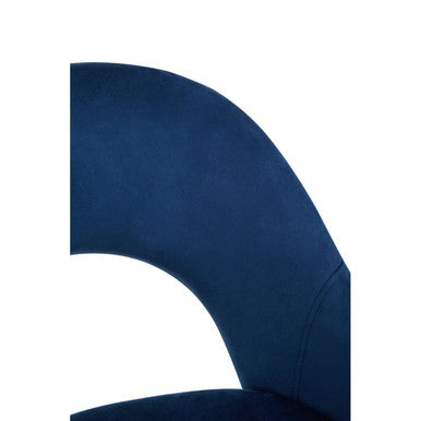Orsina Dani Midnight Blue Velvet Dining Chair with Brushed Gold Legs