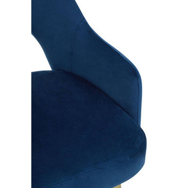Orsina Dani Midnight Blue Velvet Dining Chair with Brushed Gold Legs