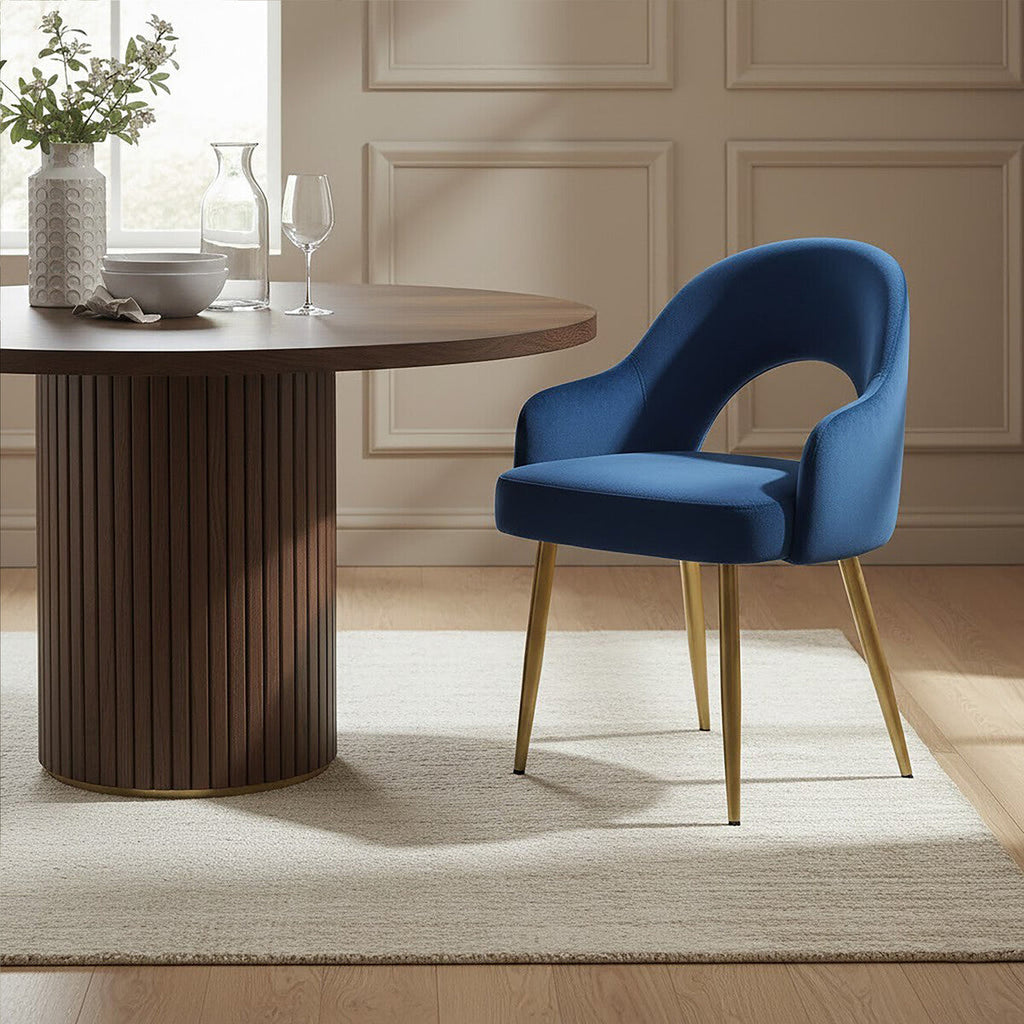 Orsina Dani Midnight Blue Velvet Dining Chair with Brushed Gold Legs