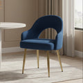 Orsina Dani Midnight Blue Velvet Dining Chair with Brushed Gold Legs