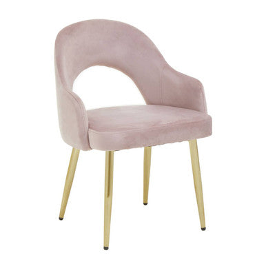 Orsina Dani Dusky Pink Velvet Dining Chair with Gold Legs