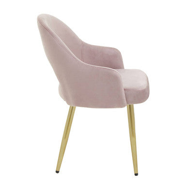 Orsina Dani Dusky Pink Velvet Dining Chair with Gold Legs