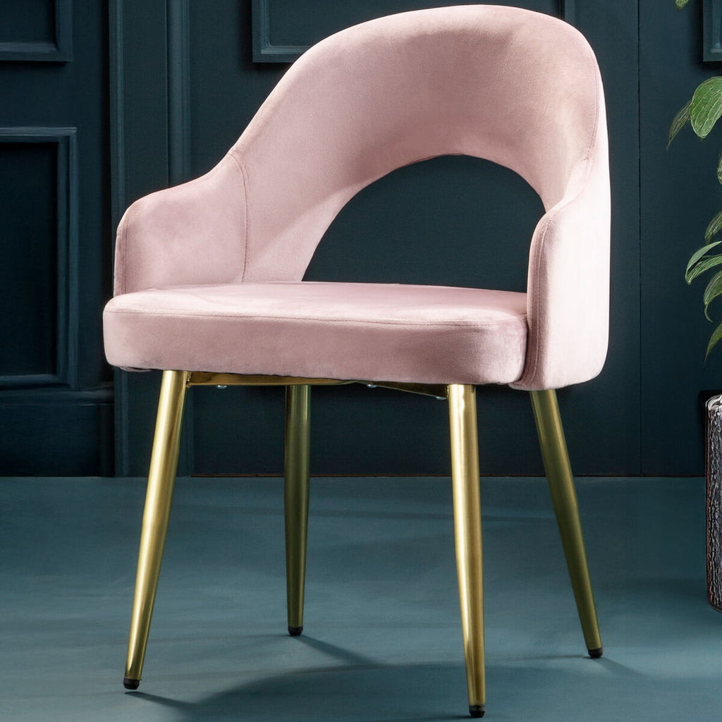 Orsina Dani Dusky Pink Velvet Dining Chair with Gold Legs
