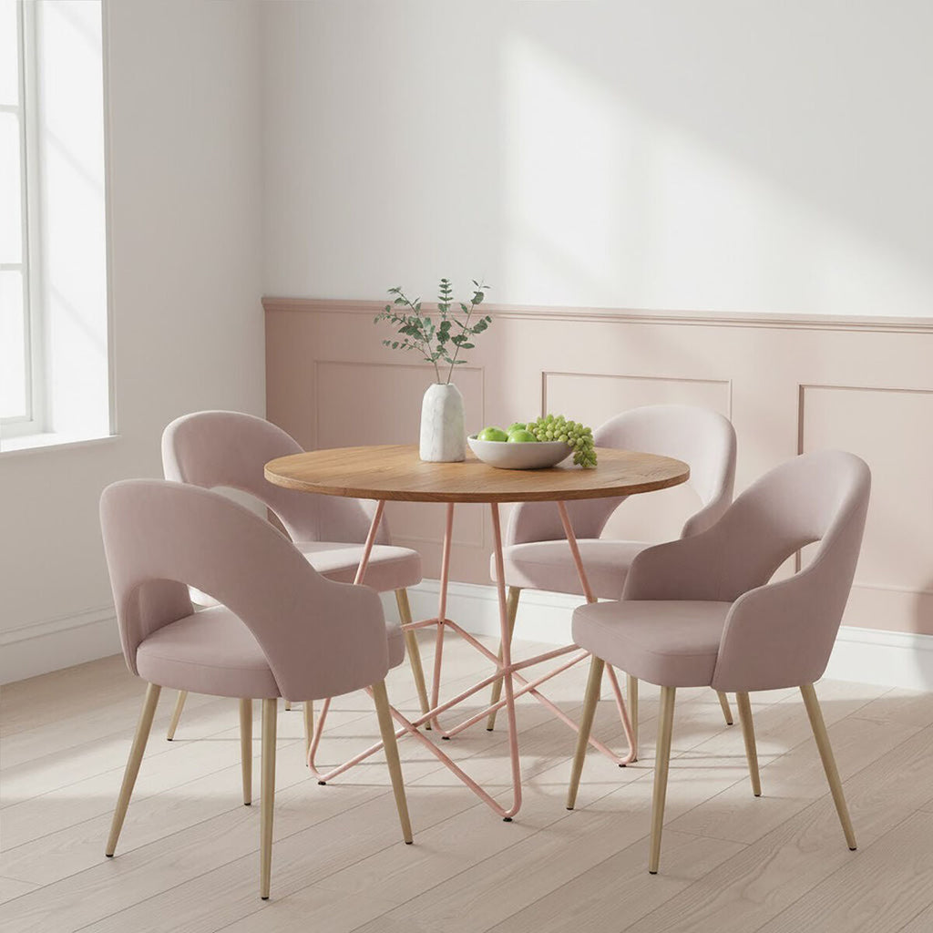 Orsina Dani Dusky Pink Velvet Dining Chair with Gold Legs