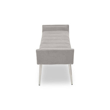 Orsina Gilden Grey Fabric Bench – Upholstered Seat with Silver Legs