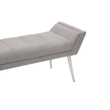 Orsina Gilden Grey Fabric Bench – Upholstered Seat with Silver Legs