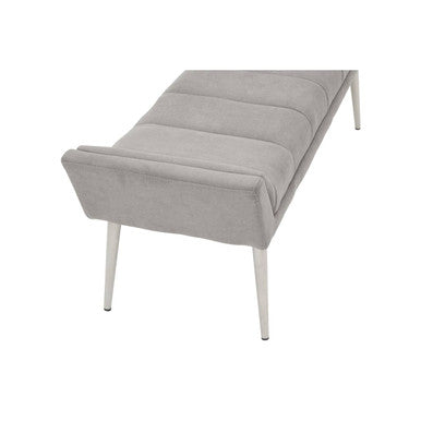 Orsina Gilden Grey Fabric Bench – Upholstered Seat with Silver Legs