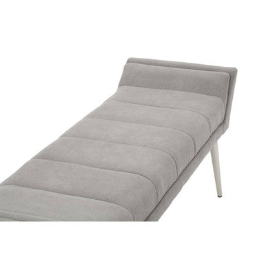 Orsina Gilden Grey Fabric Bench – Upholstered Seat with Silver Legs